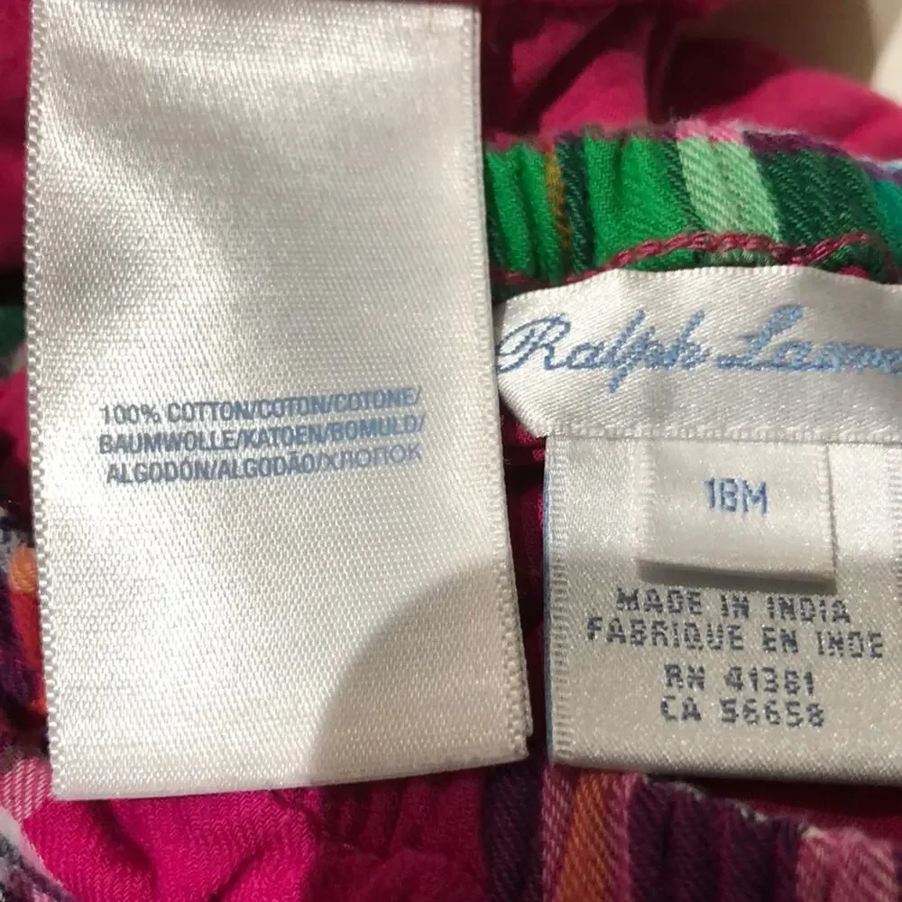 Hot pink plaid 18M dress w/bloomers worn once RL